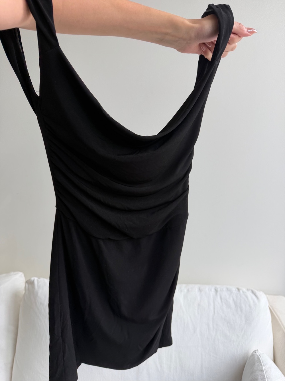 Tiger Mist Black Draped Backless Mini Dress